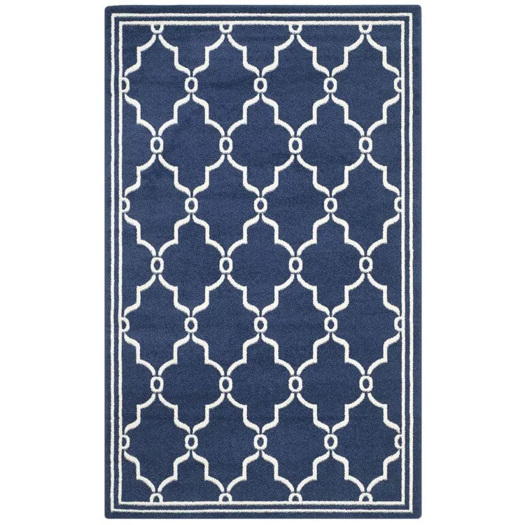 Amherst 6' x 9' Indoor/Outdoor Woven Area Rug - Navy/Beige