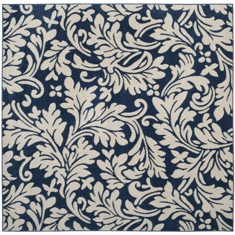 Amherst 7' x 7' Square Indoor/Outdoor Woven Area Rug - Navy/Ivory