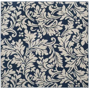 Amherst 7' x 7' Square Indoor/Outdoor Woven Area Rug - Navy/Ivory