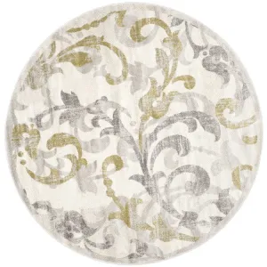 Amherst 9' x 9' Round Indoor/Outdoor Woven Area Rug - Ivory/Light Gray