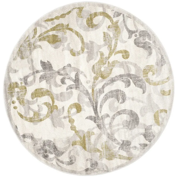 Amherst 9' x 9' Round Indoor/Outdoor Woven Area Rug - Ivory/Light Gray