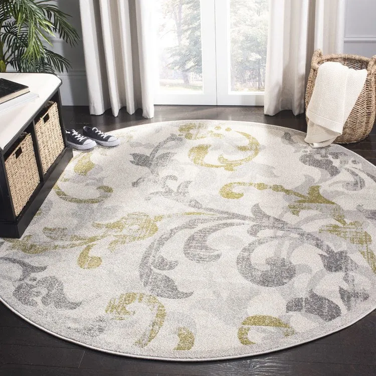 Amherst 9' x 9' Round Indoor/Outdoor Woven Area Rug - Ivory/Light Gray