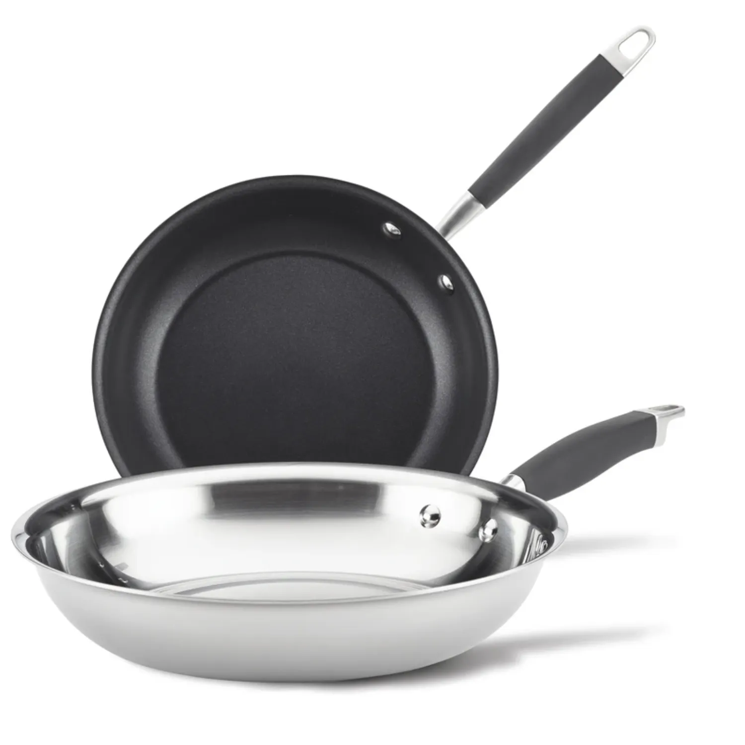 Anolon Advanced Triply Stainless Steel Frying Pan Set / Fry Pan Set / Skillet Set - 10.25 Inch and 12.75 Inch , Silver…