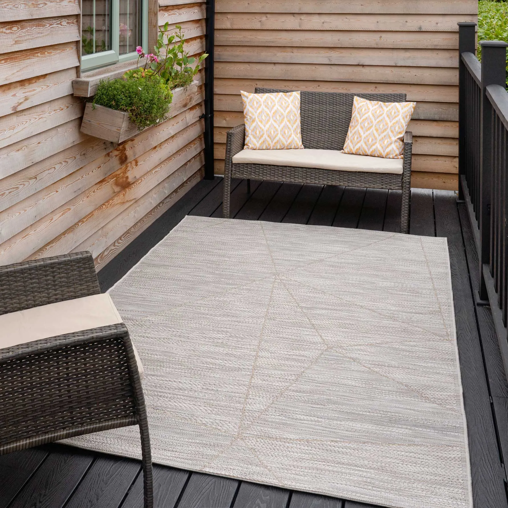 Beige Fractured Flatweave Indoor Outdoor Area Rug