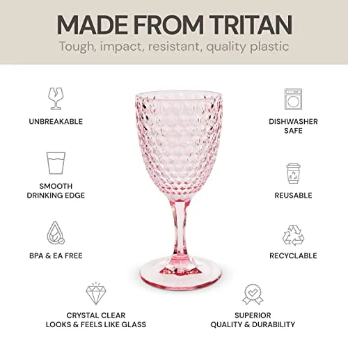 BELLAFORTE Shatterproof Tritan Plastic Wine Glass 12oz Pink