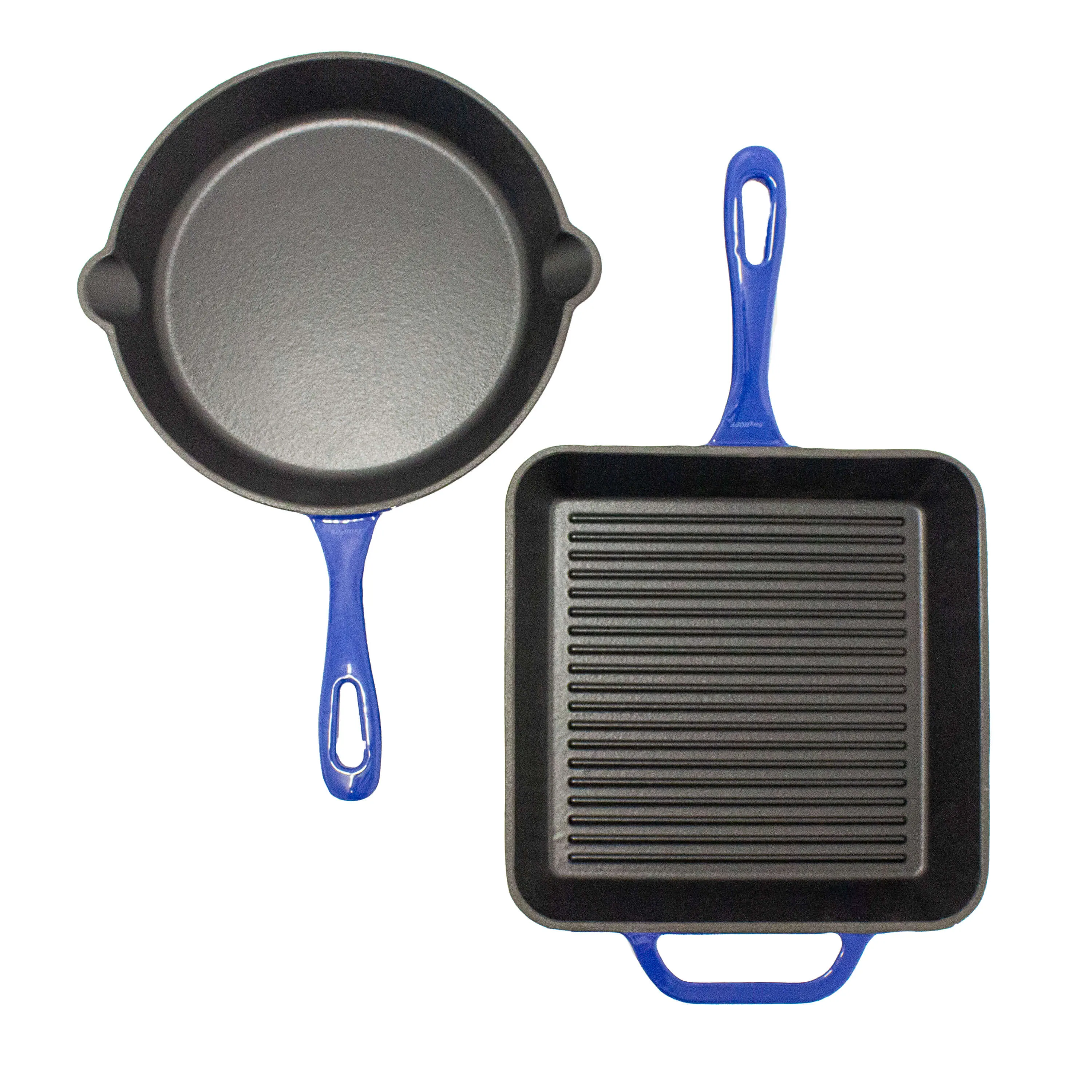 BergHOFF Neo 2pc Cast Iron 10" Fry and Grill Pan Cookware Set, Blue