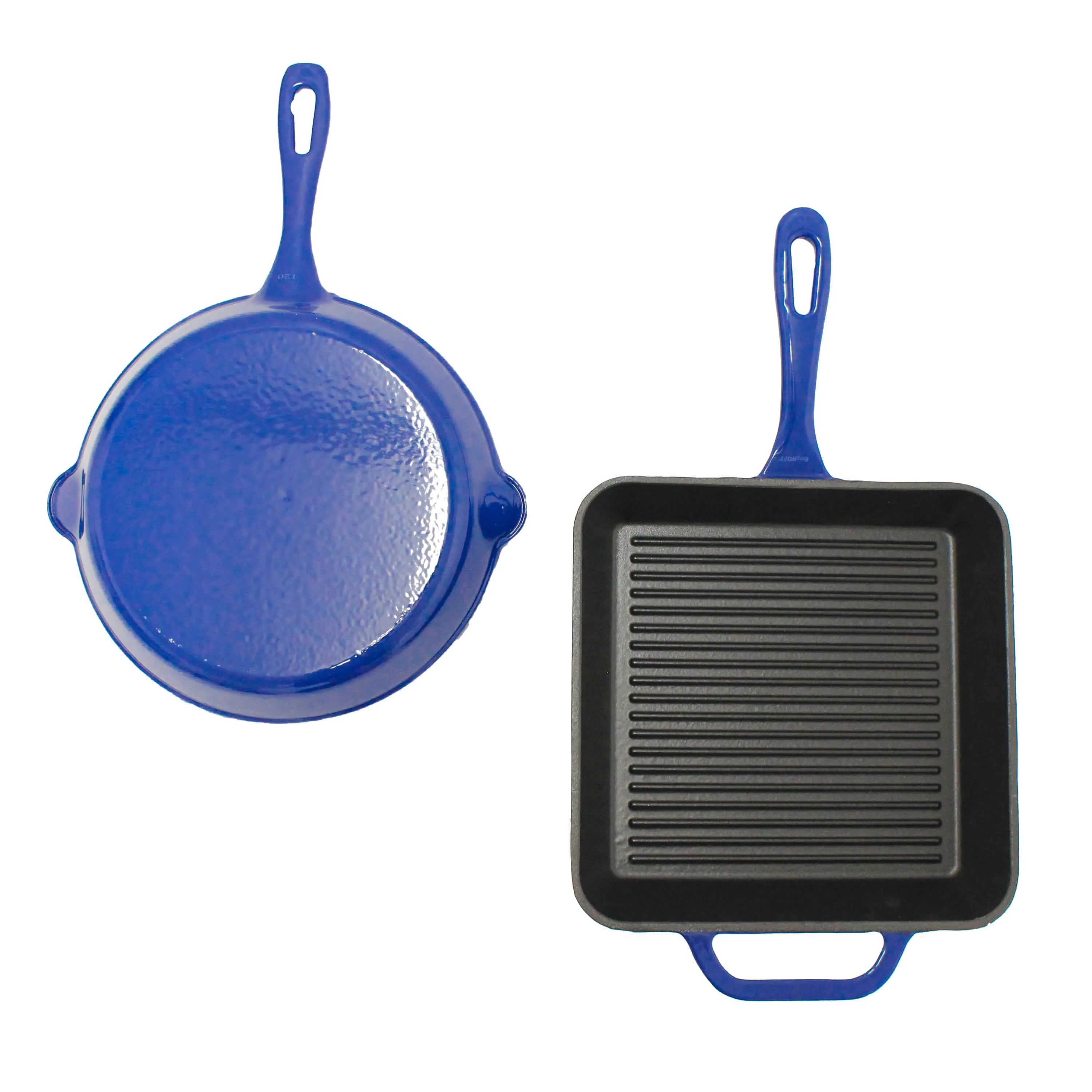 BergHOFF Neo 2pc Cast Iron 10" Fry and Grill Pan Cookware Set, Blue