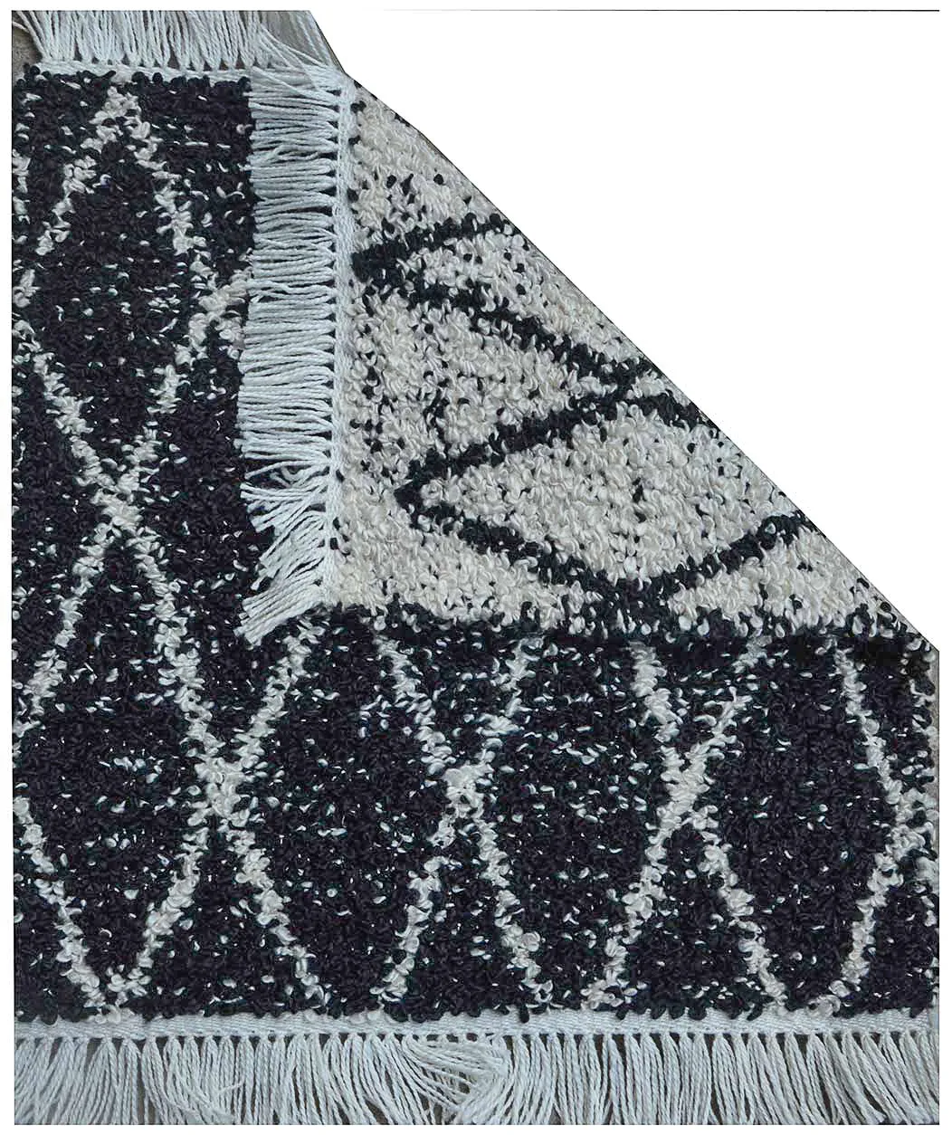 Boucle Diamonds Outdoor Rug- Black/ White