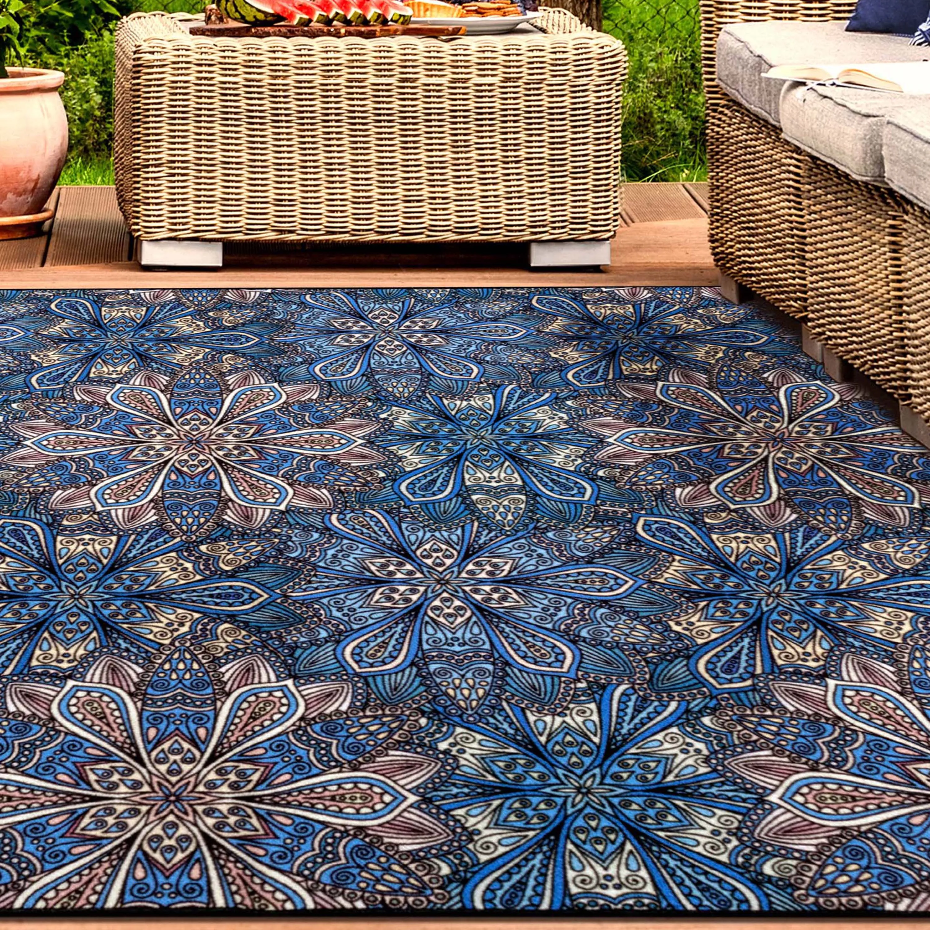 Cassidy Floral Bohemian Non-Slip Indoor Outdoor Area Rug