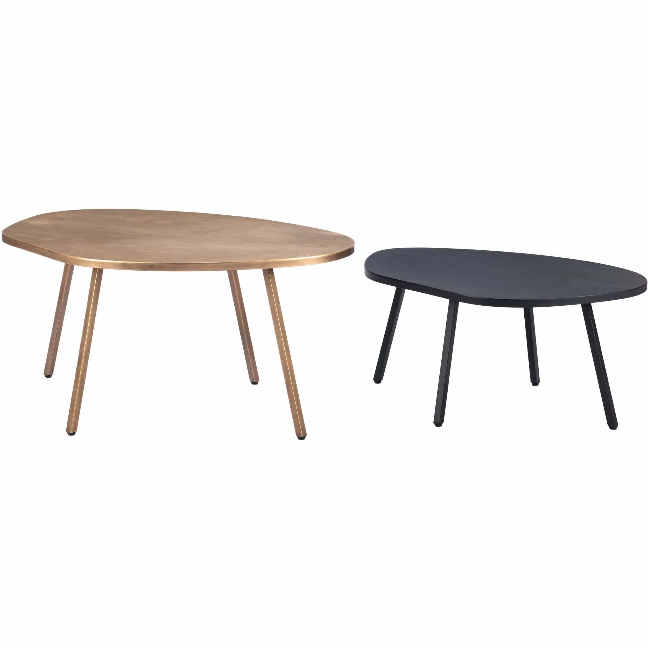 Castelo Coffee Table Set, Brass & Black