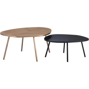 Castelo Coffee Table Set, Brass & Black