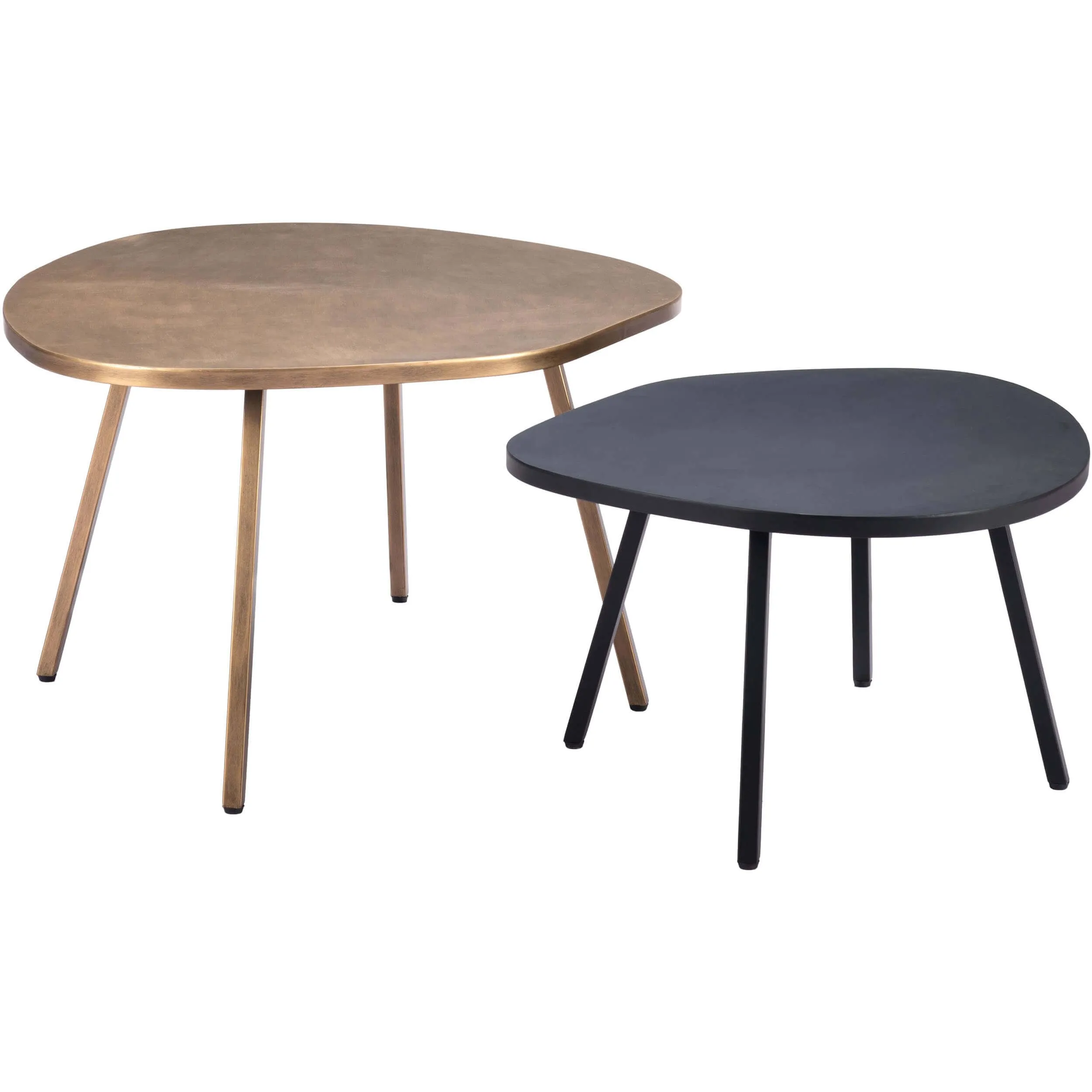 Castelo Coffee Table Set, Brass & Black