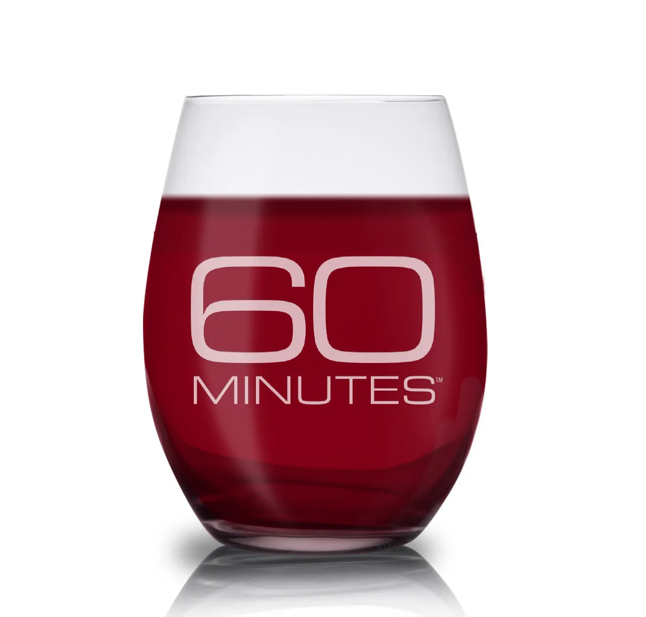 CBS News 60 Minutes Laser Engraved Stemless Wine Glass