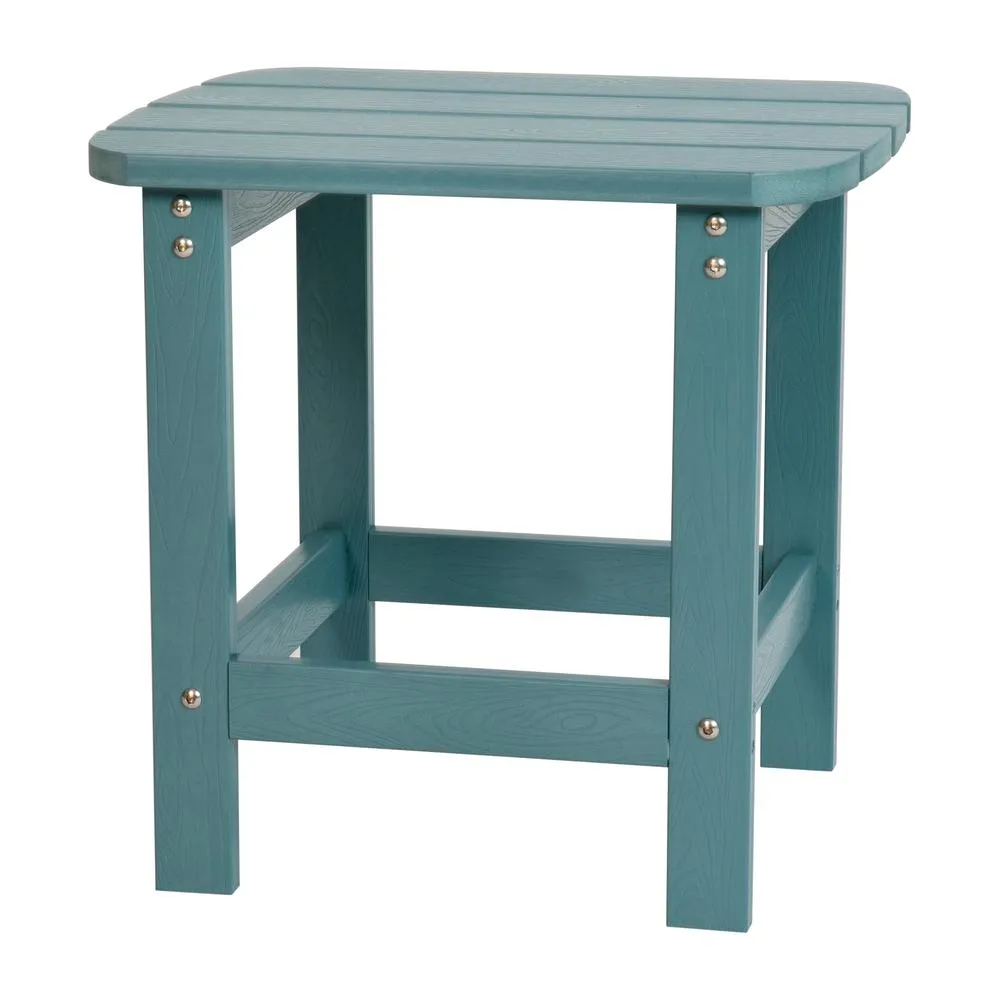 Charlestown All-Weather Poly Resin Wood Adirondack Side Table In Teal By Flash Furniture