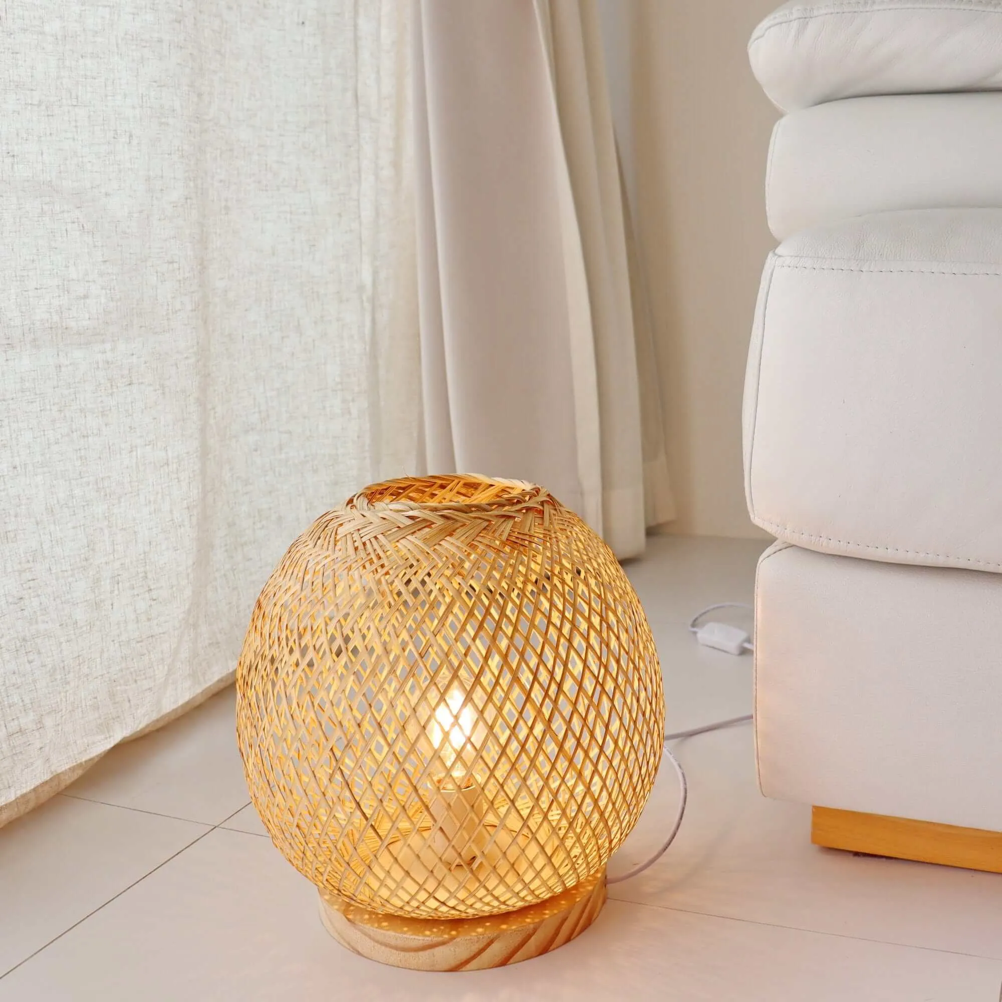 Chi Na Bamboo Weaving Table Lamp - Organic Elegance Illuminated By Thaihome
