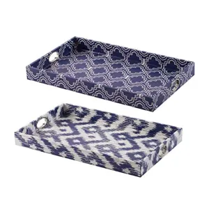 CHIC TREND Tray, Set of 2, Blue, White