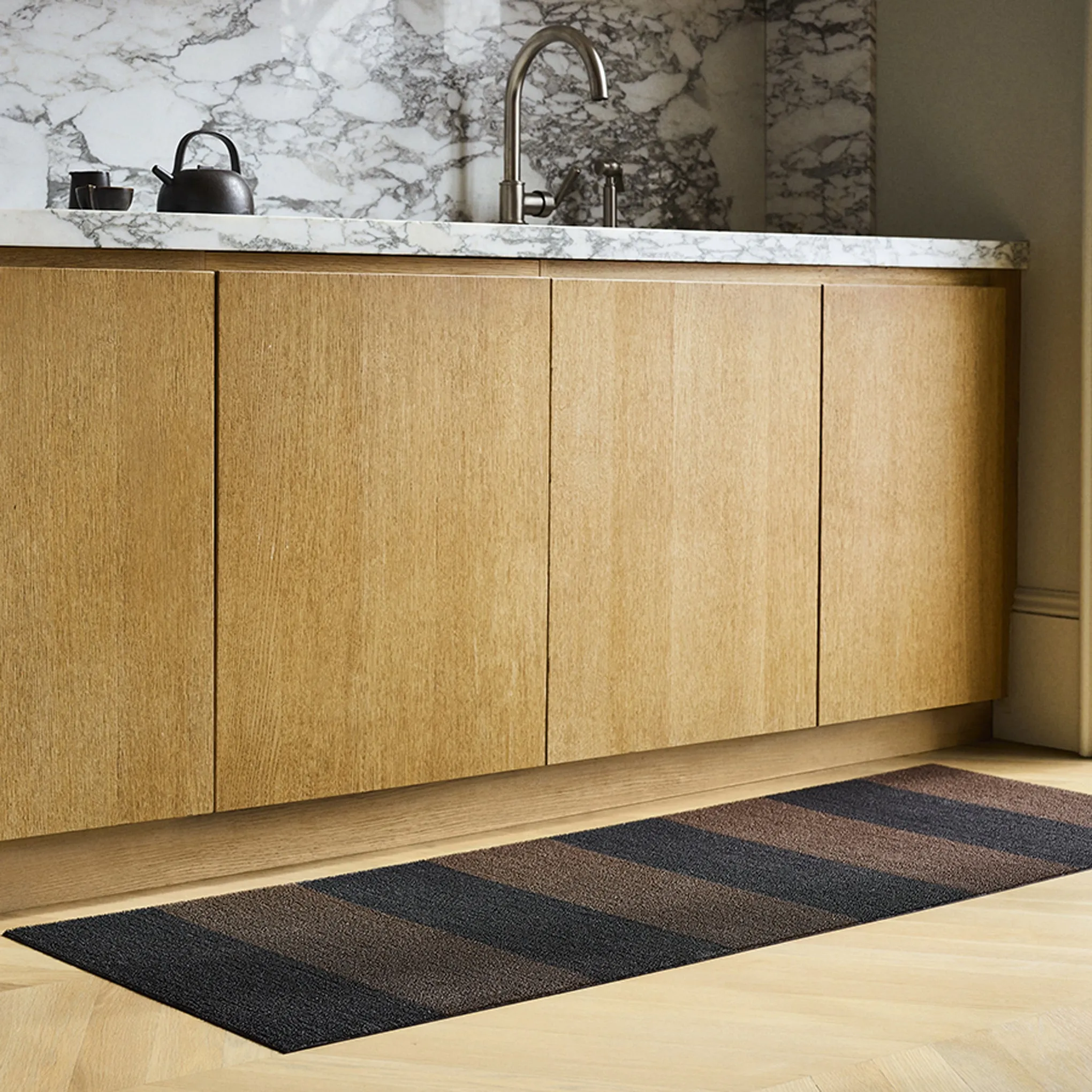 Chilewich Duo Stripe Shag Mat - Mocha