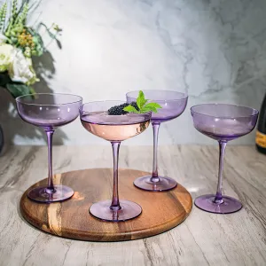 Colored Coupe Glass | 7oz | Set of 4 | Champagne & Cocktail Glasses