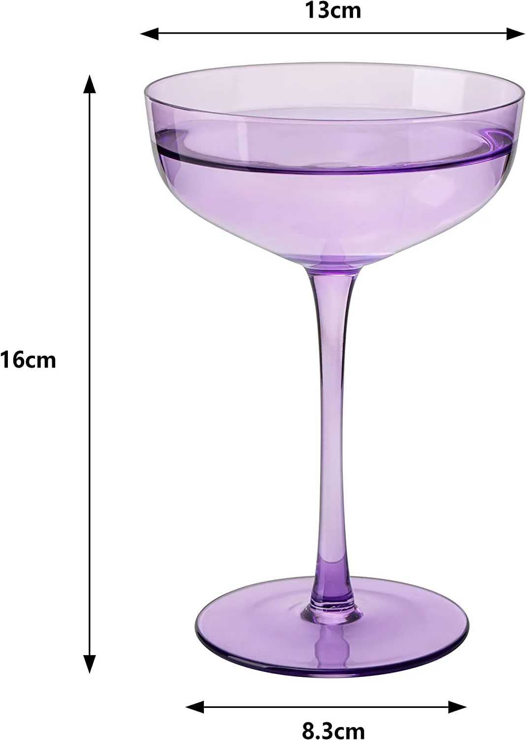 Colored Coupe Glass | 7oz | Set of 4 | Champagne & Cocktail Glasses