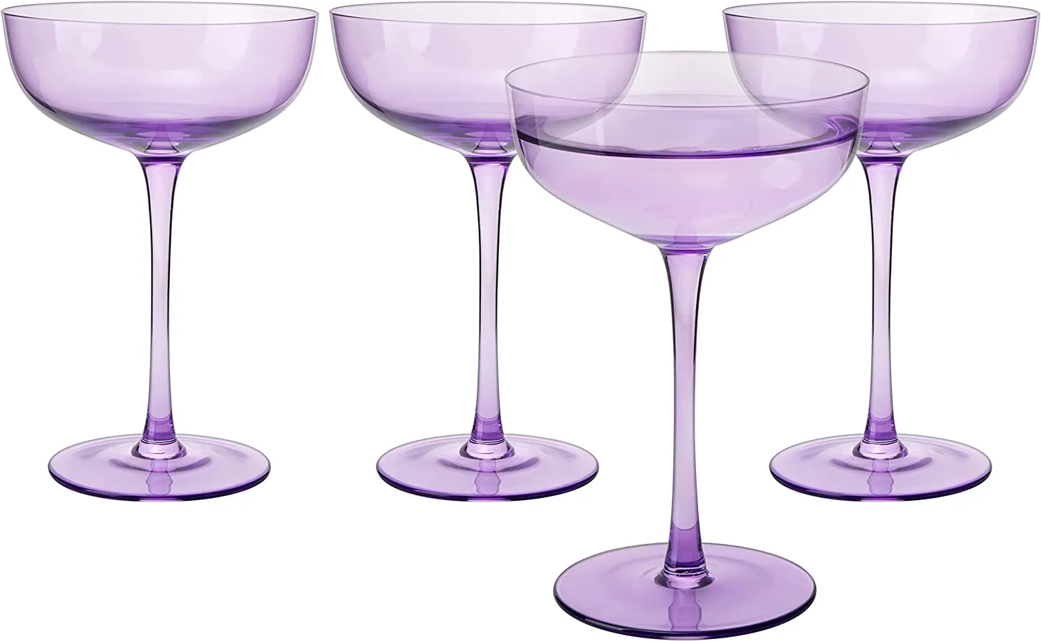 Colored Coupe Glass | 7oz | Set of 4 | Champagne & Cocktail Glasses