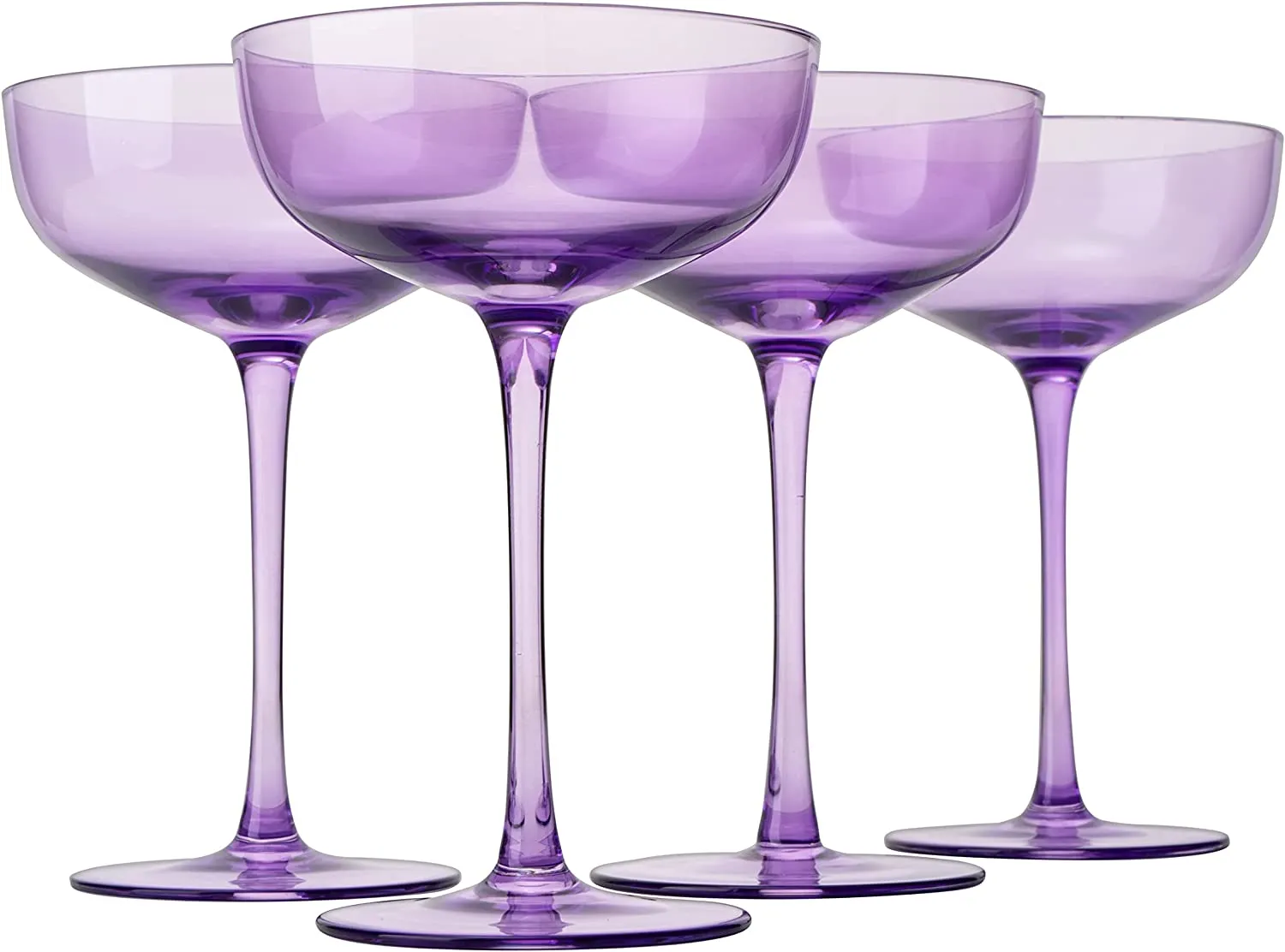 Colored Coupe Glass | 7oz | Set of 4 | Champagne & Cocktail Glasses