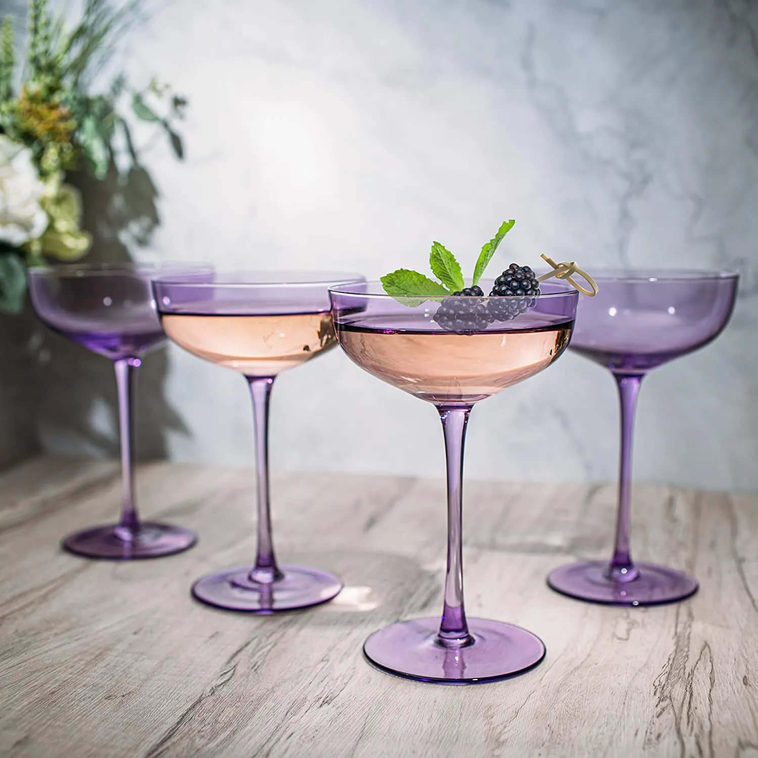 Colored Coupe Glass | 7oz | Set of 4 | Champagne & Cocktail Glasses