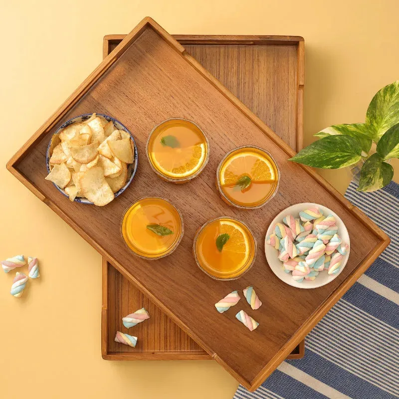 Cresta Serving Tray | Teak Wood | 13 x 8 inches, 18 x 11 inches
