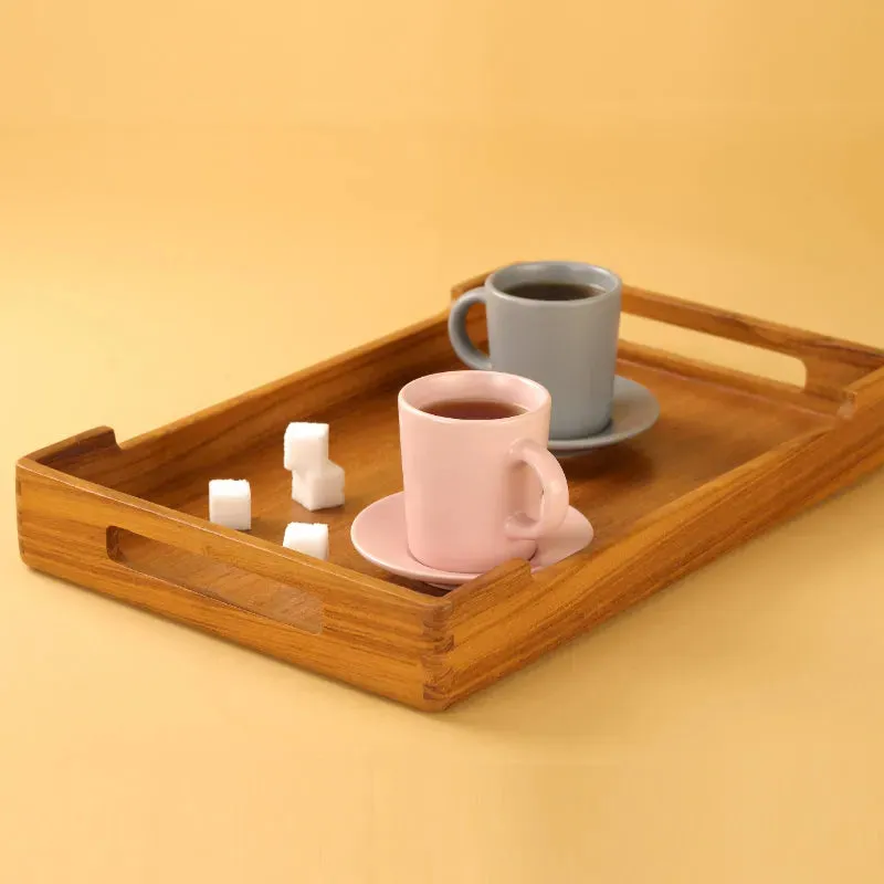 Cresta Serving Tray | Teak Wood | 13 x 8 inches, 18 x 11 inches