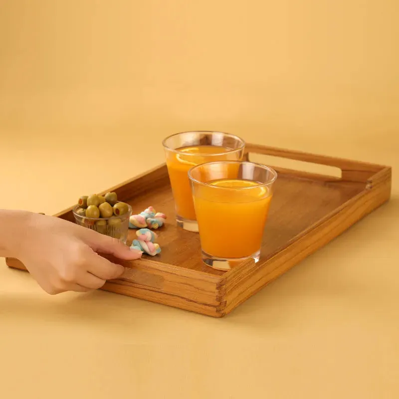 Cresta Serving Tray | Teak Wood | 13 x 8 inches, 18 x 11 inches