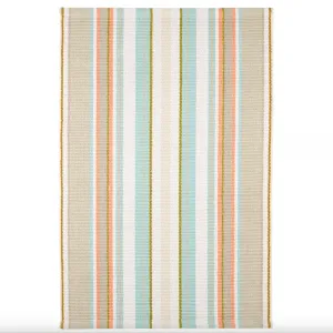 Daphne Stripe Handwoven Cotton Rug - Sky Blue