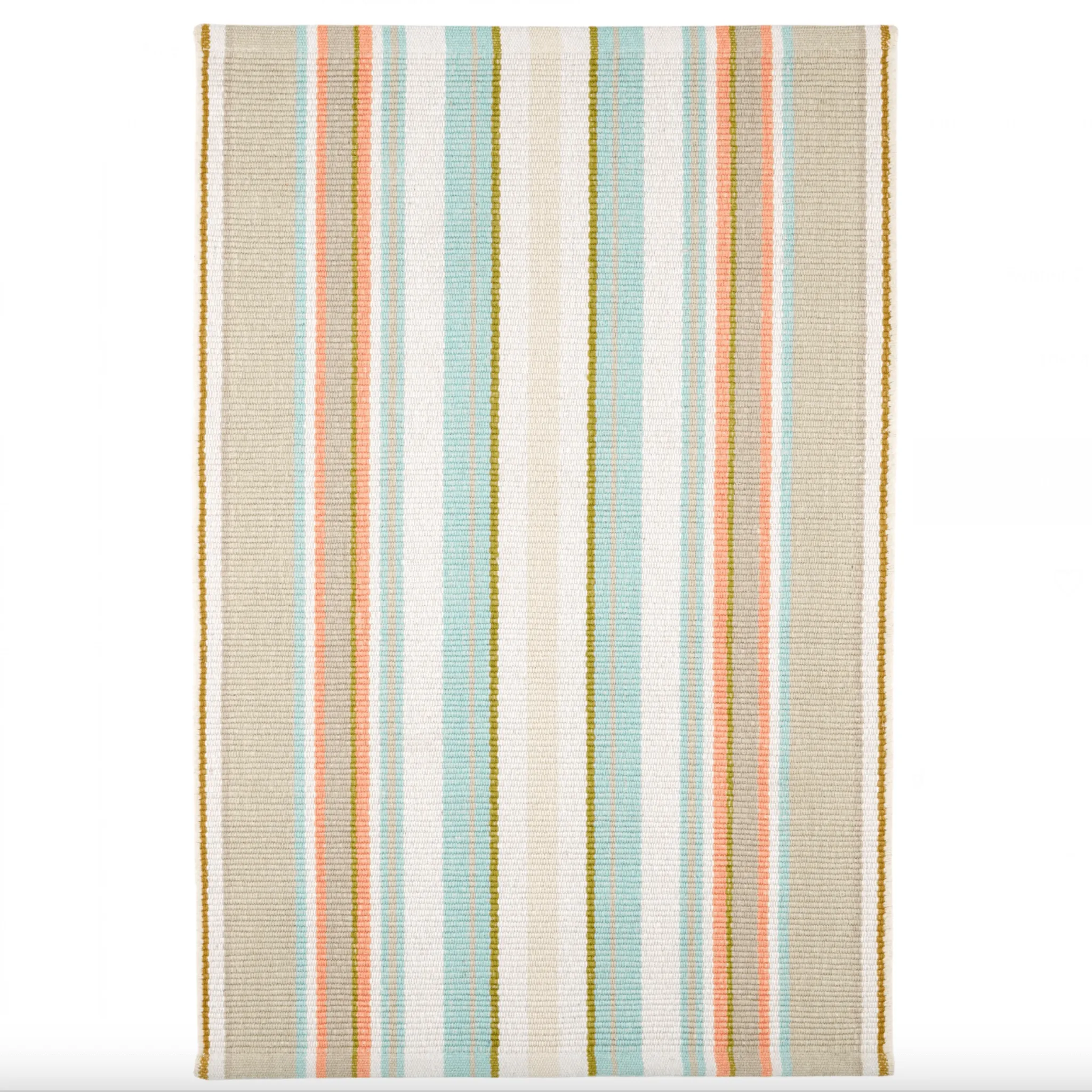 Daphne Stripe Handwoven Cotton Rug - Sky Blue