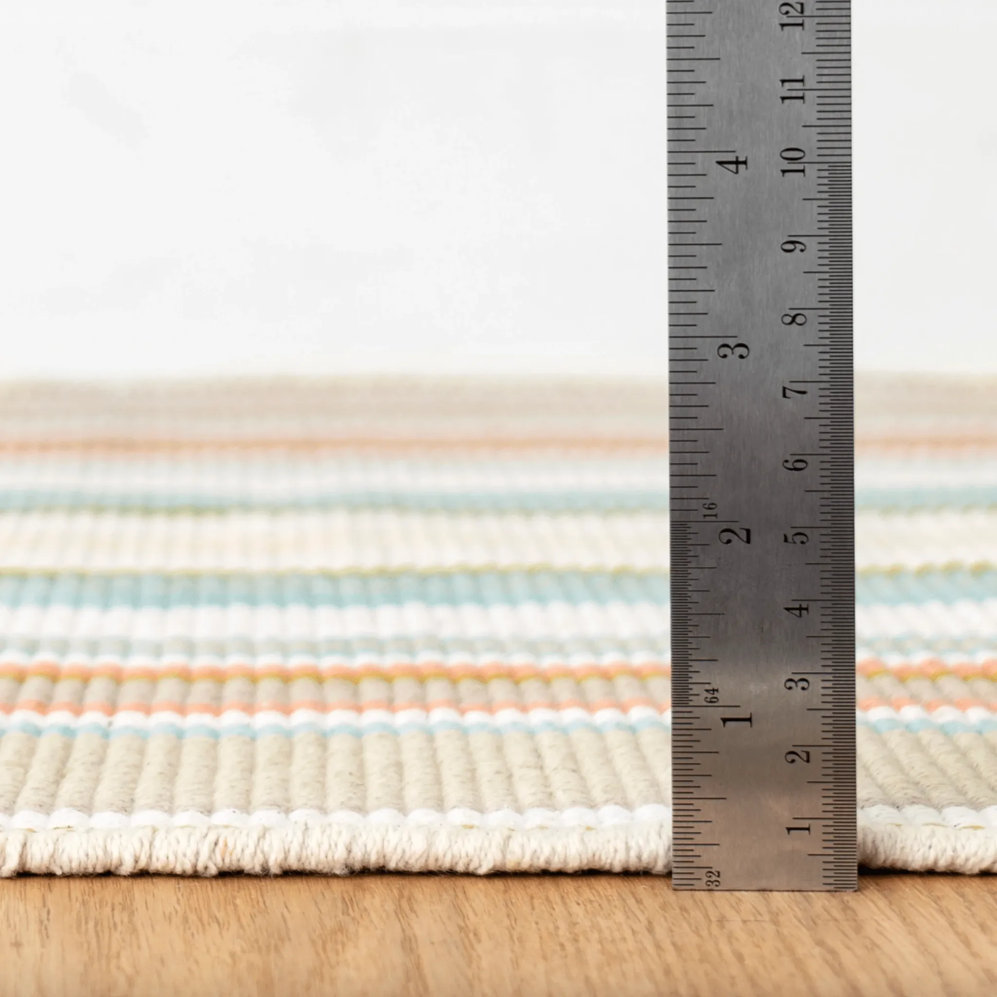 Daphne Stripe Handwoven Cotton Rug - Sky Blue