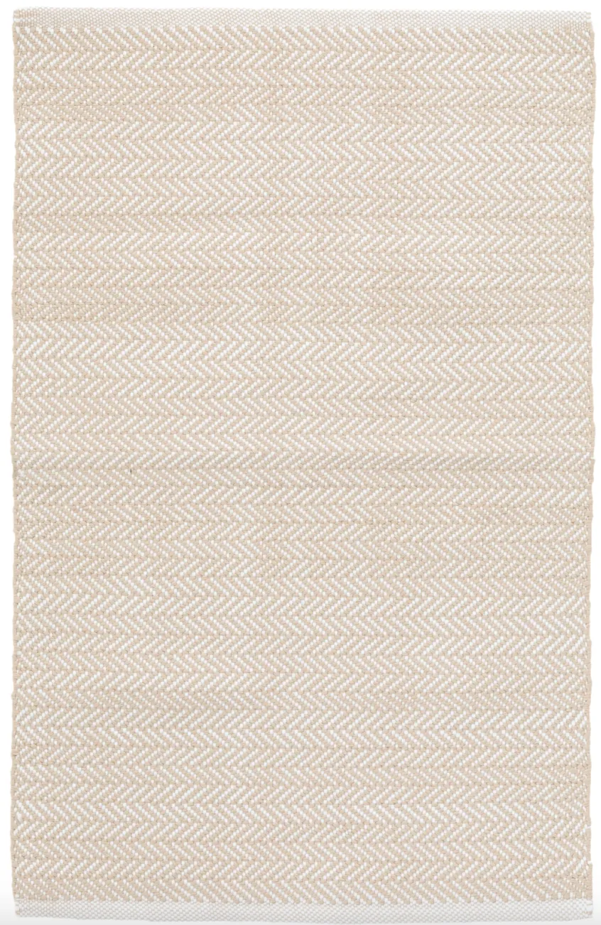 Dash & Albert Herringbone Linen/White Handwoven Indoor/Outdoor Rug