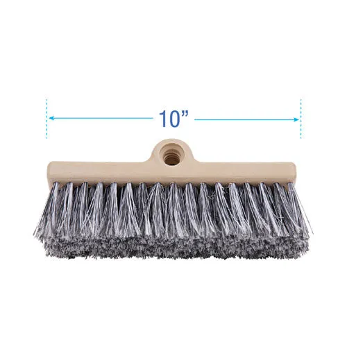 Dual-surface Black Polypropylene Bristles, 10" Brush, Brown Plastic Handle