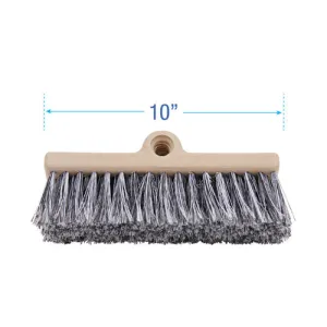 Dual-surface Black Polypropylene Bristles, 10" Brush, Brown Plastic Handle