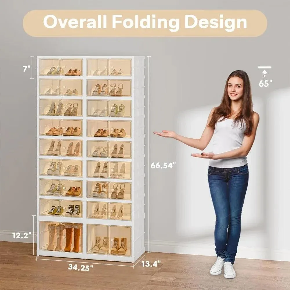 Elegant 9-Tier Shoe Organizer with Clear Front Doors: Stylish Space Saver