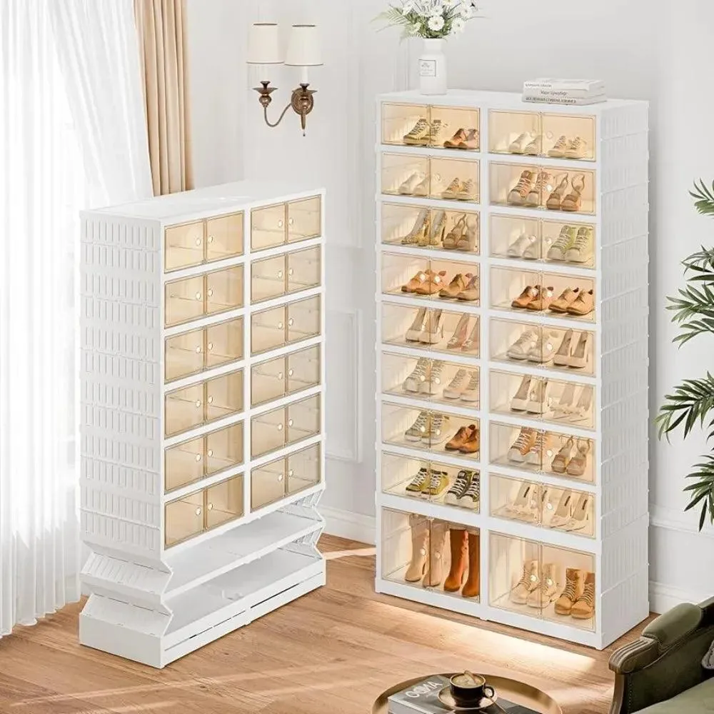 Elegant 9-Tier Shoe Organizer with Clear Front Doors: Stylish Space Saver