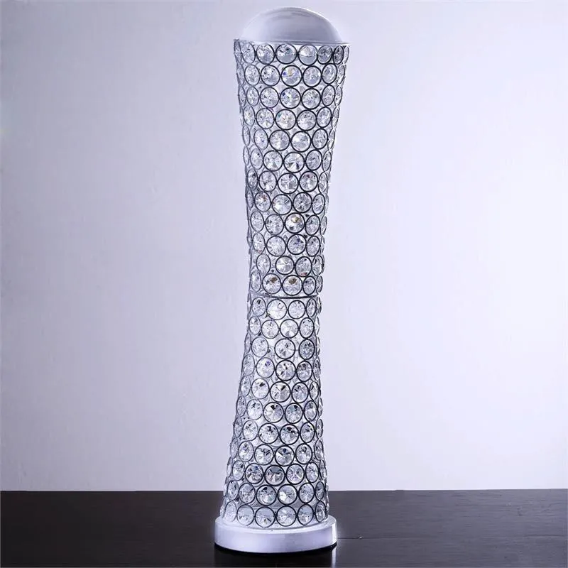 Elegant Tall Hurricane Beaded Crystal Vase Wedding Centerpiece - 24" Tall