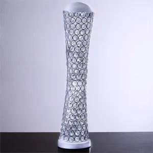 Elegant Tall Hurricane Beaded Crystal Vase Wedding Centerpiece - 24" Tall