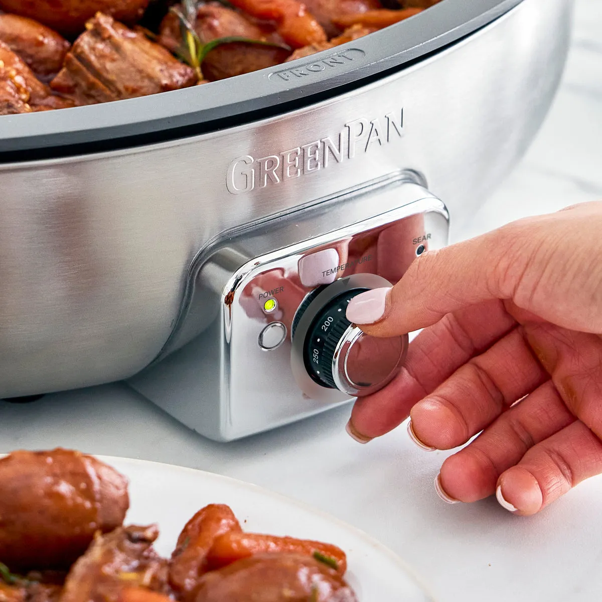 Elite 5.5-Quart Oval Electric Skillet | Premiere Stainless Steel