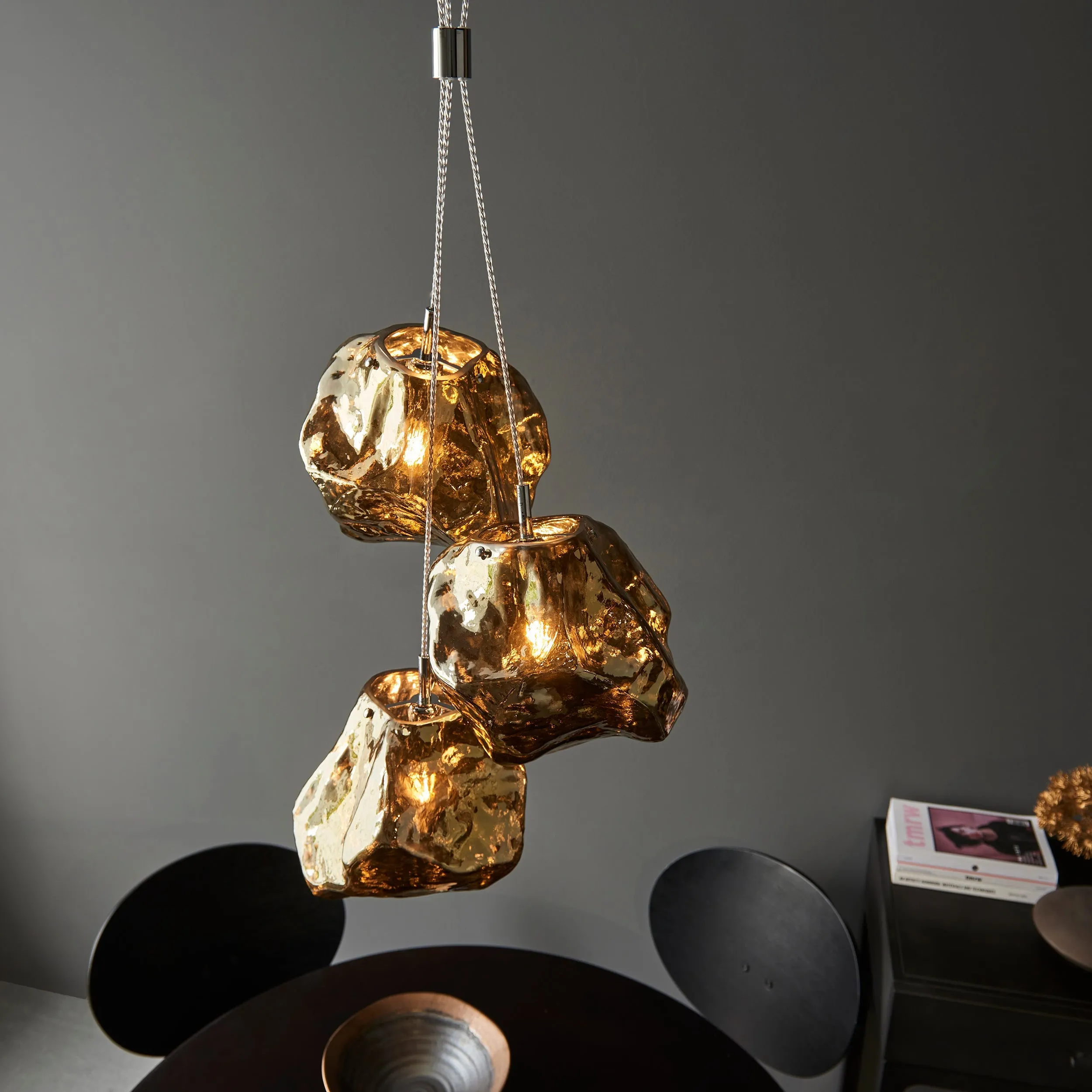 Endon Rock 3lt Pendant Cluster Bronze