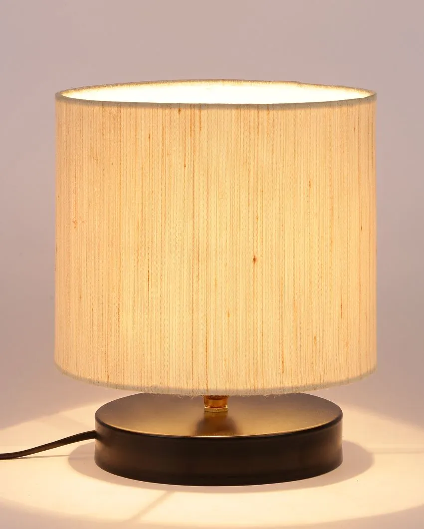 Fashionable Off White Cotton Drum Designer Table Lamp For Home | 7 x 7 inches