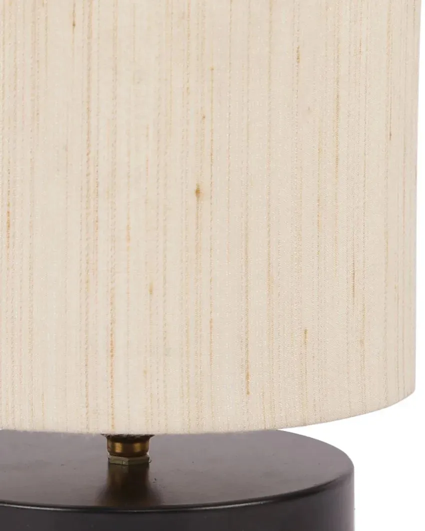 Fashionable Off White Cotton Drum Designer Table Lamp For Home | 7 x 7 inches