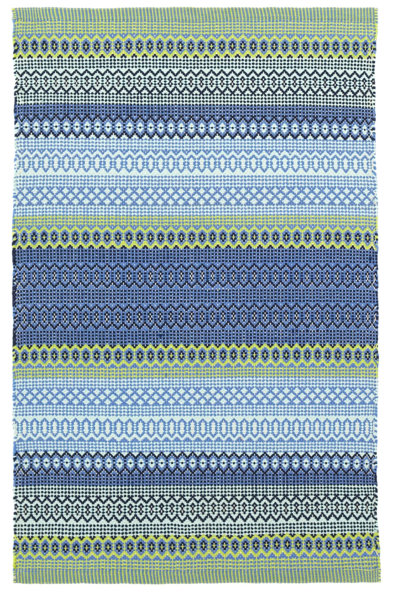 Fiesta Stripe French Blue/Green Handwoven Indoor/Outdoor Rug Swatch
