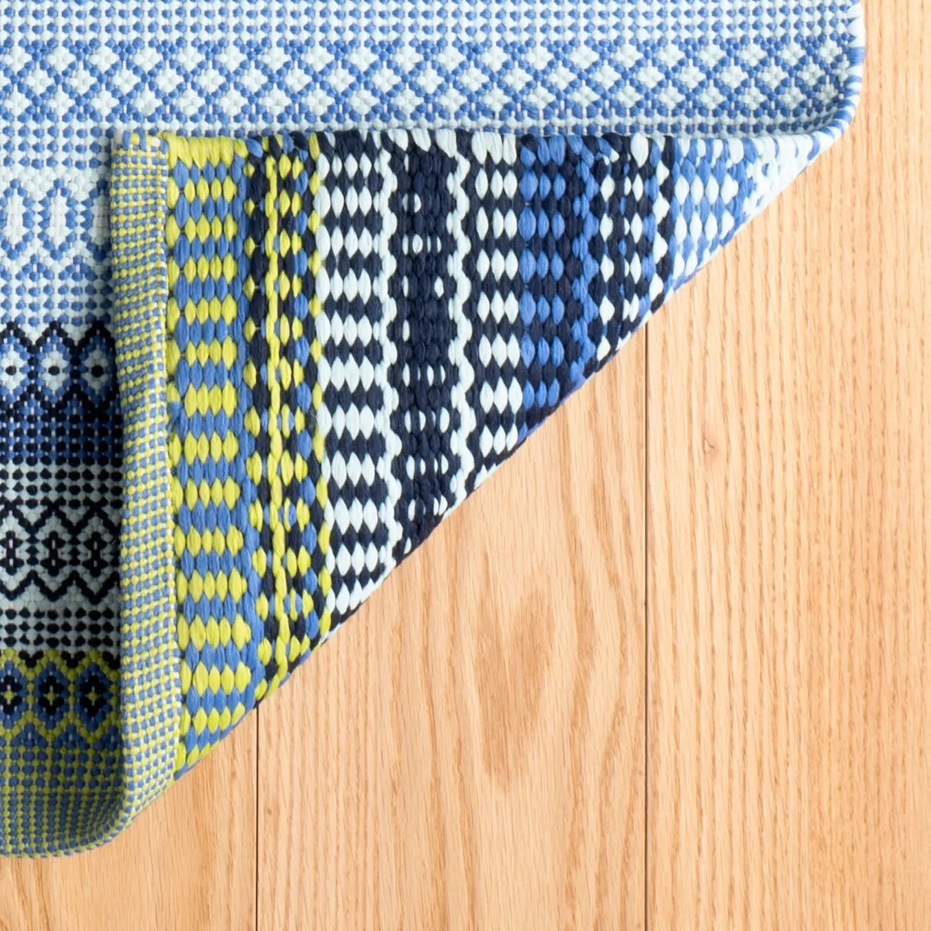 Fiesta Stripe French Blue/Green Handwoven Indoor/Outdoor Rug Swatch