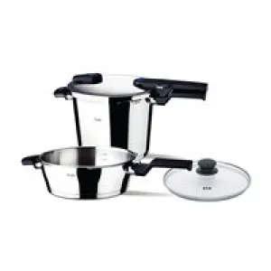Fissler Vitaquick® Premium 3-piece set, 3.7 Quart and 6.3 Quart Pressure Cooker plus Glass Lid