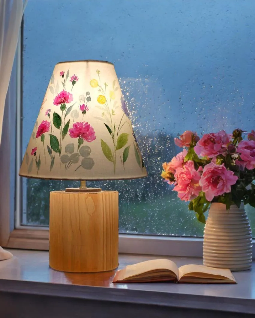Flower Garden Shaded Cotton Cone Table Lamp