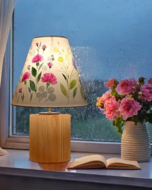 Flower Garden Shaded Cotton Cone Table Lamp