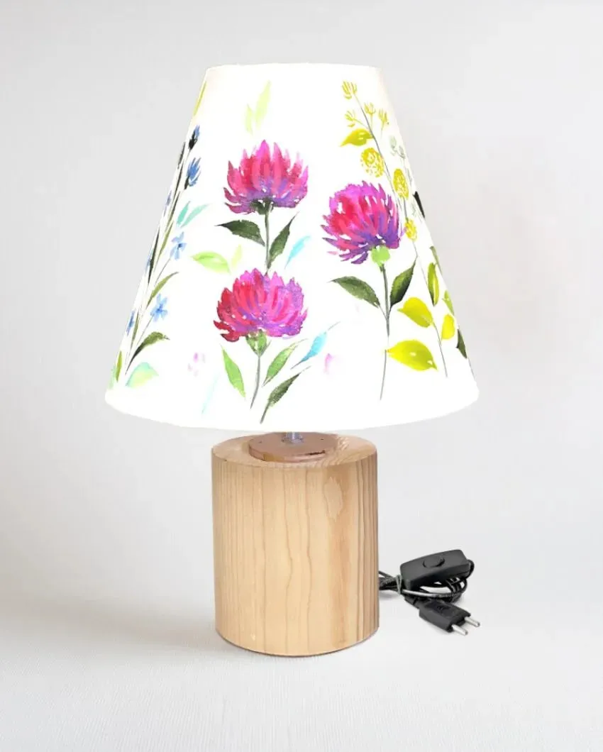 Flower Garden Shaded Cotton Cone Table Lamp