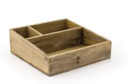 FOH Square Rustic Wood Accessory Holder, Natural, 8.25", 4 ct